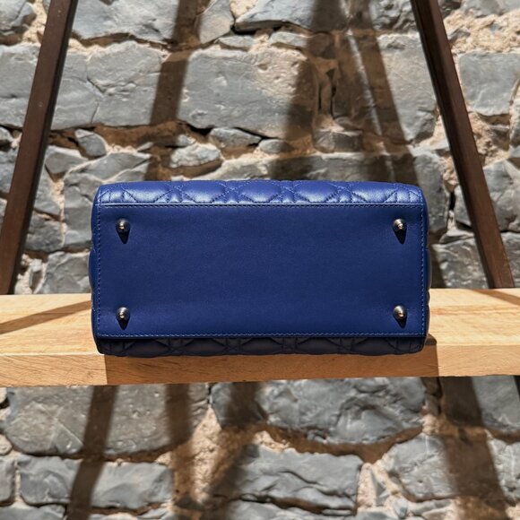 Dior 2022 Blue Lambskin Cannage Medium Lady Dior Handbag - Picture 5 of 16